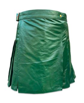 Utility-Kilt aus grünem Leder