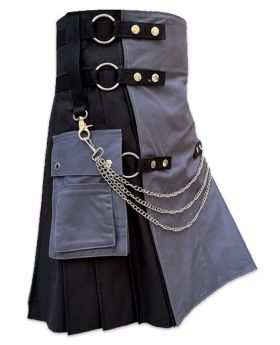 Grauer und schwarzer Hybrid-Kilt im gotischen Stil