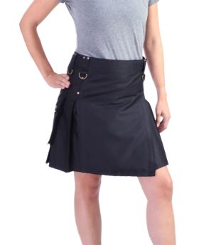 Schwarzer Utility-Kilt für Damen