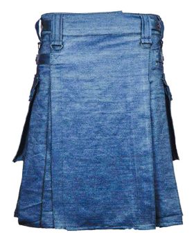 Blauer Denim-Utility-Kilt für aktive Männer