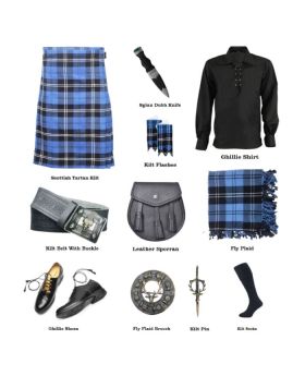 Ramsay Kilt-Outfit-Set mit blauem Schottenkaro